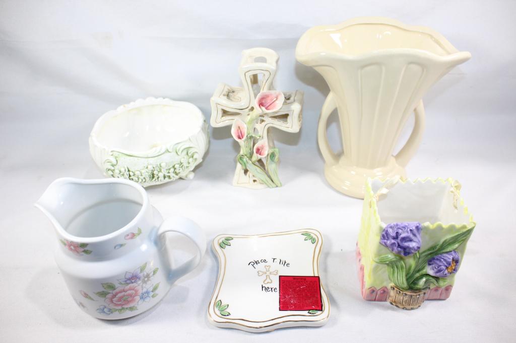 6 PC. CERAMIC PLANTER/HOME DECOR LOT (1 of 11)