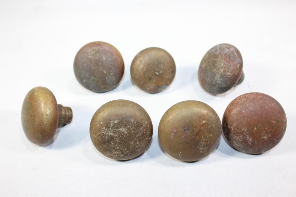 7 PC. VINTAGE BRASS DOOR HANDLE/KNOB LOT (1 of 5)