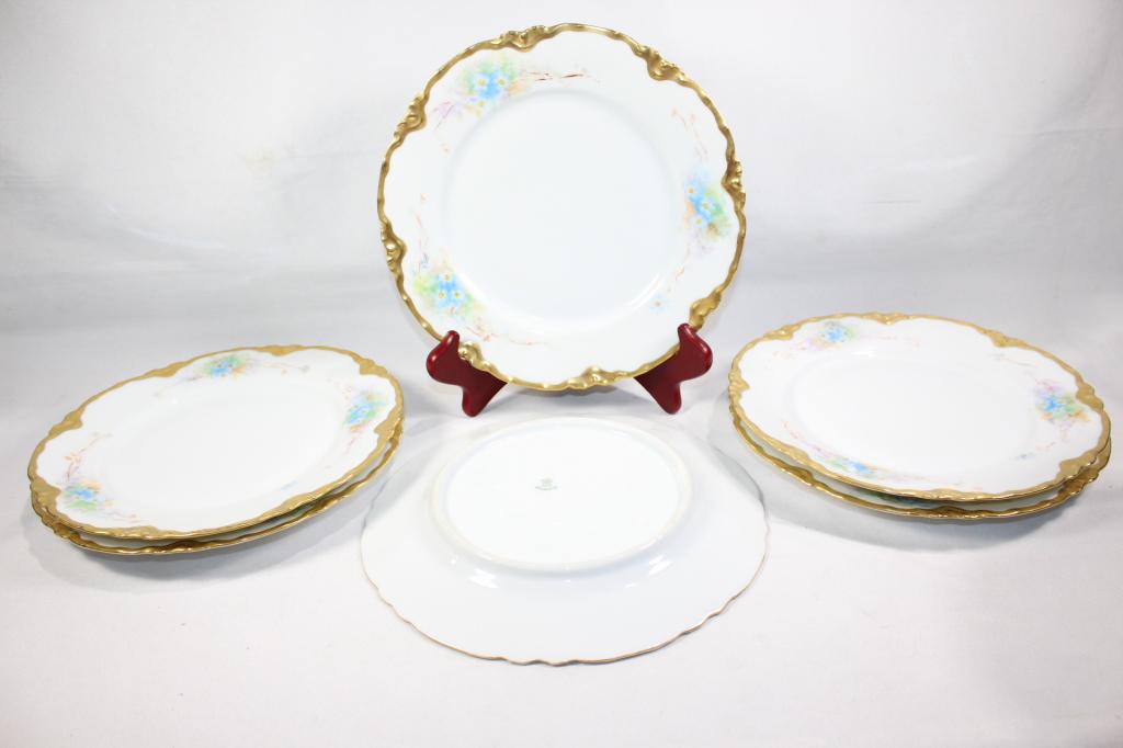 6 PC REX BAVARIA FINE CHINA GOLD? FLORAL PLATES: MEASURES APPROX. 10 INCHES. AS PICTURED