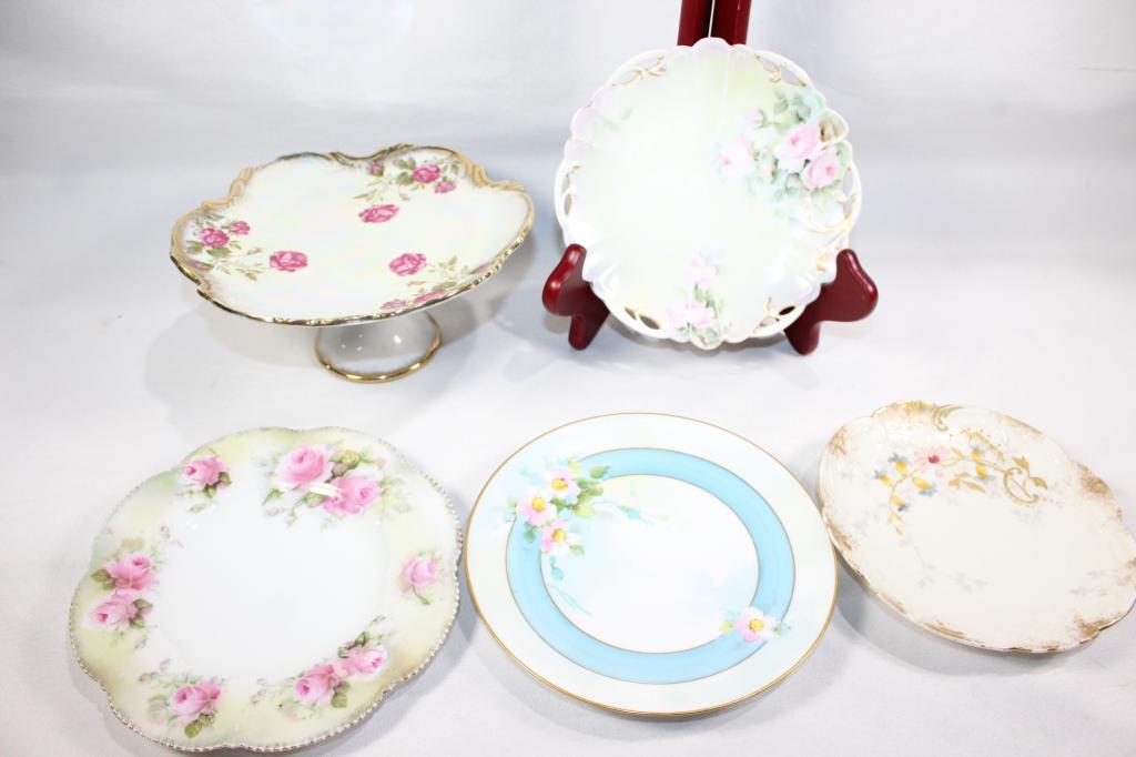 5 PC. FINE CHINA PLATES & PEDESTAL DISH (1 of 10)