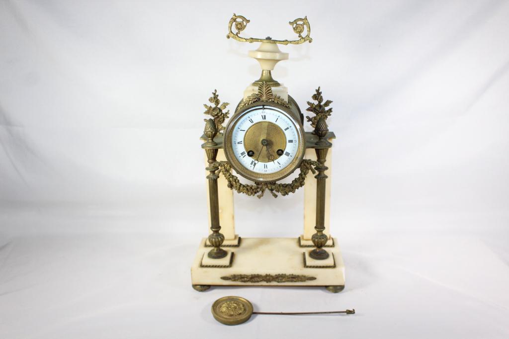 Decorative Marble & Metal Mantle Clock  No key (1 of 6)
