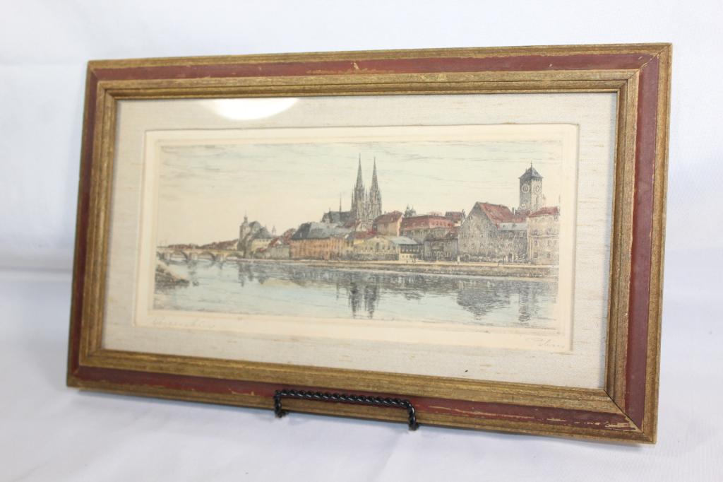 Signed Pen & Ink Framed Drawing - Regensburg? (1 of 3)