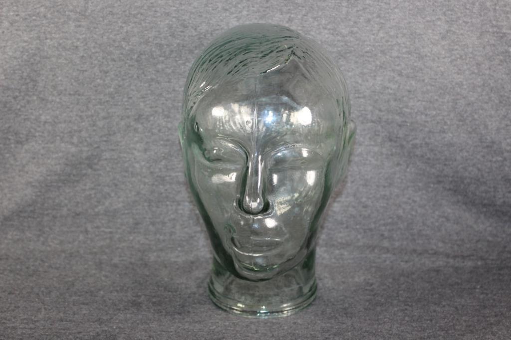Vintage Clear Glass Head Mannequin Wig Hat Display (1 of 3)