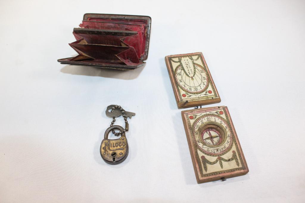 Antique Lot- Compass, Wallet, etc. (1 of 5)
