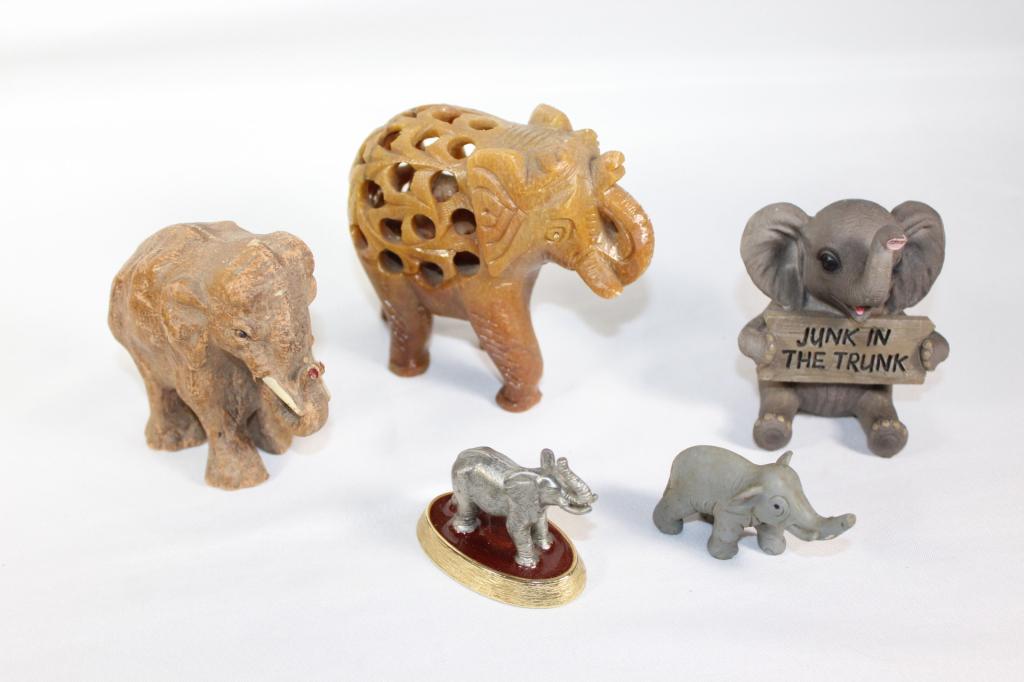 Lot of Misc. Elephant Figurines- Stone, Pewter etc (1 of 6)