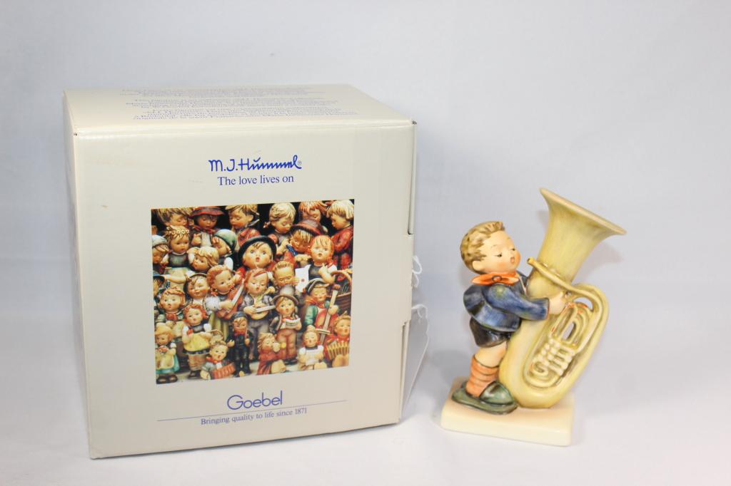 Goebel Hummel The Tuba Player #271 c. 1984: with original Box, c. 1984, Wester Germany , no chips or cracks, measures about 6 1/8 inches tall