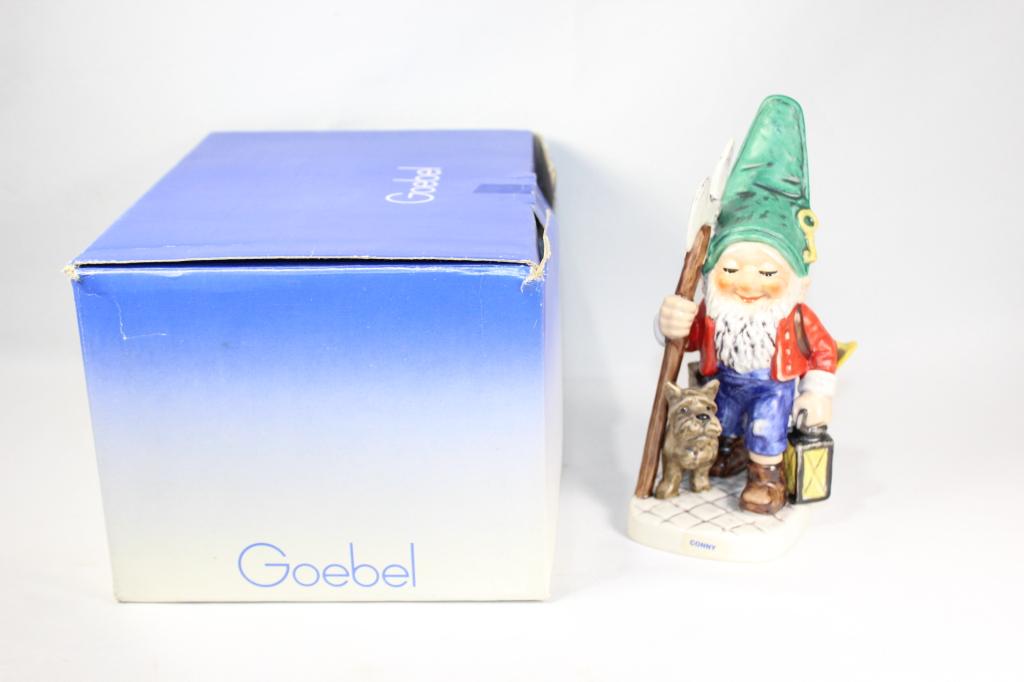 Goebel Hummel The Night Watchman Gnome #520: with Goebel Box, measures about 7 1/2 inches tall, no chips or cracks, Conny; Western Germany