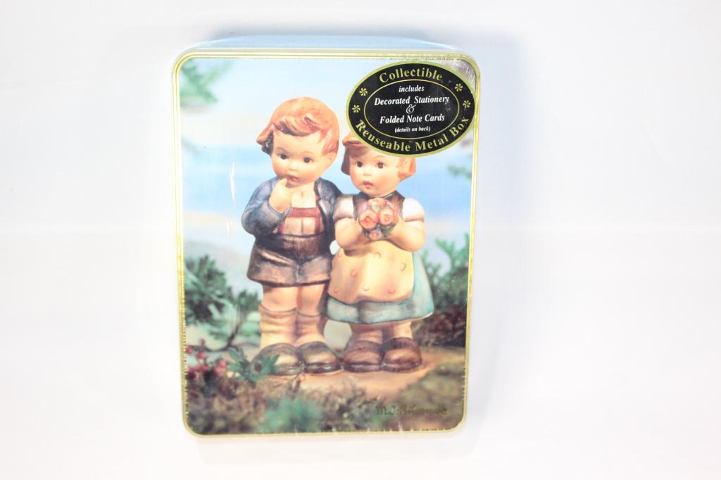 NIB MJ Hummel Stationary in Tin c. 1995: sealed and unopened