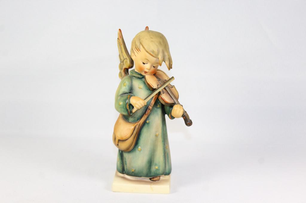 Goebel Hummel Celestial Musician #188 c. 1948: Measures approx. 6.5 inches. repaired wing, violin. and corner of base. c. 1948 Western Germany