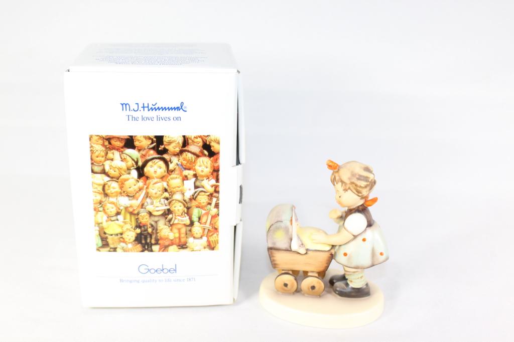 Goebel Hummel Morning Stroll #114 c. 1991: with box, measures about 3 1/2 inches tall, no chips or cracks