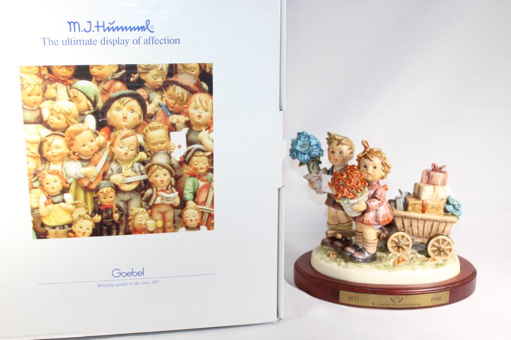 Goebel Hummel Love's Bounty #004: with box, measures about 6 1/2 inches tall, no chips or cracks