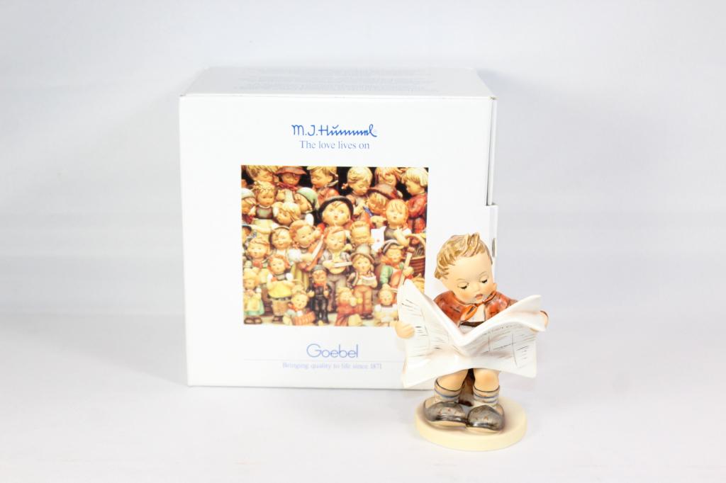 Goebel Hummel Latest News #184: Includes Box. Measures about 5" tall. No chips or cracks. West Germany.