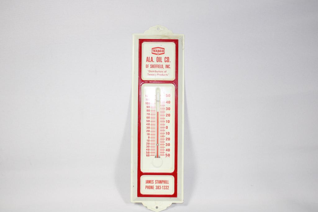 1960s Texaco Alabama Oil Co Metal Thermometer (1 of 4)