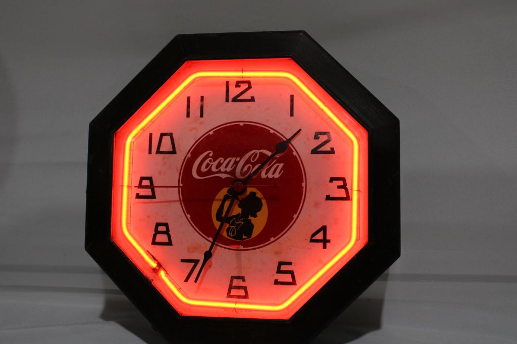 1930s Coca-Cola Neon Wall Clock - Works (1 of 4)