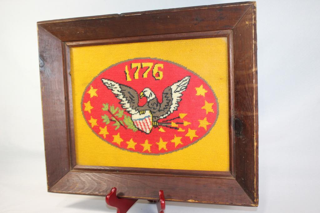 Framed 1776 American Eagle Needlework Art (1 of 2)
