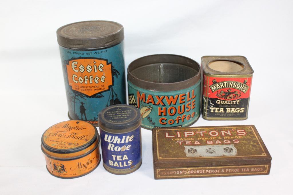 Antique Kitchen Tin Lot - Coffees and Teas (1 of 5)
