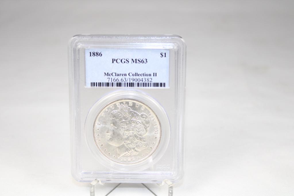 1886 Morgan Silver Dollar - Graded MS63 PCGS (1 of 3)