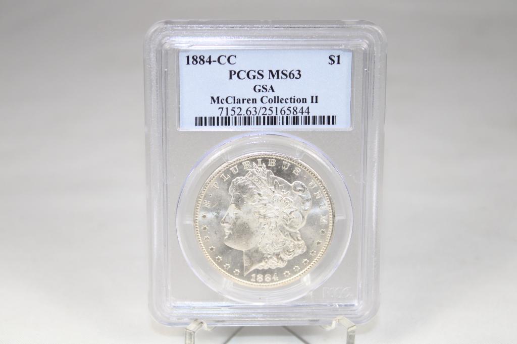 1884-CC Morgan Silver Dollar Graded MS 63 PCGS (1 of 3)