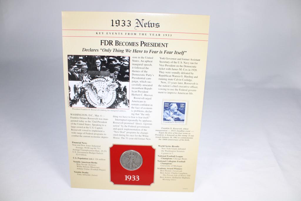 1933 Walking Liberty Half-Dollar w/ History Sheet (1 of 5)