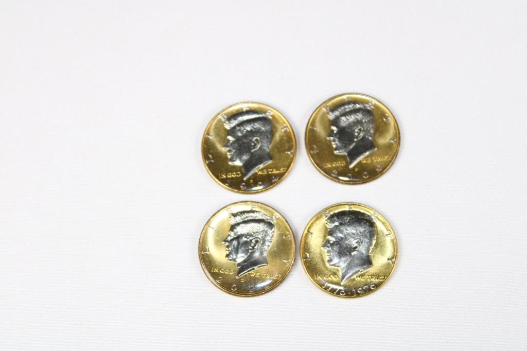 Lot of 4 - Kennedy Half Dollars - Gold Enhanced (1 of 2)