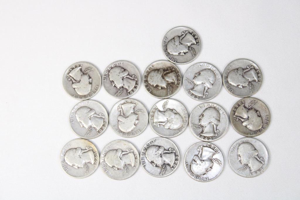 Lot of 16 1943 Silver Quarters P/D/S (1 of 2)