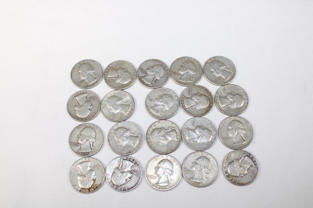 Lot of 20 1960, 1961, 1962 & 1963 Silver Quarters P/D (1 of 2)