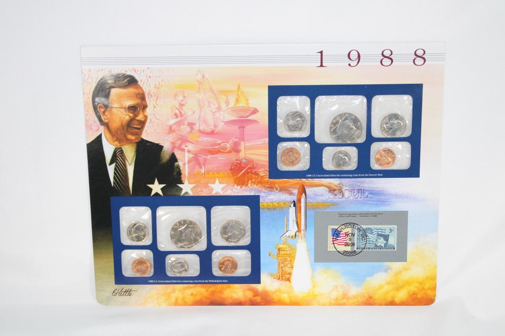 1988P/D Uncirculated Coin Mint Set, Historic Stamp, Postmark (1 of 2)