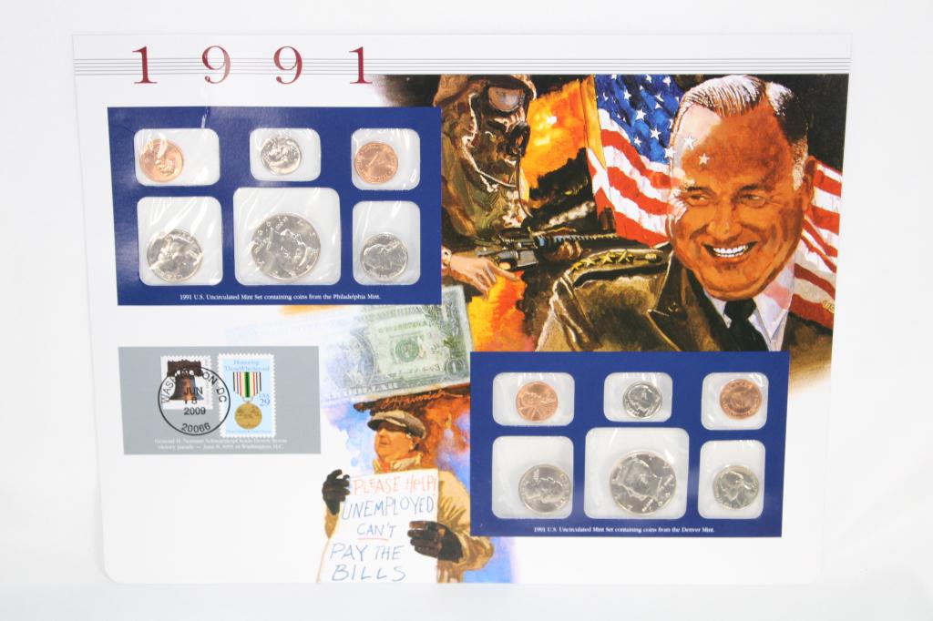 1991P/D Uncirculated Coin Mint Set, Historic Stamp, Postmark (1 of 2)