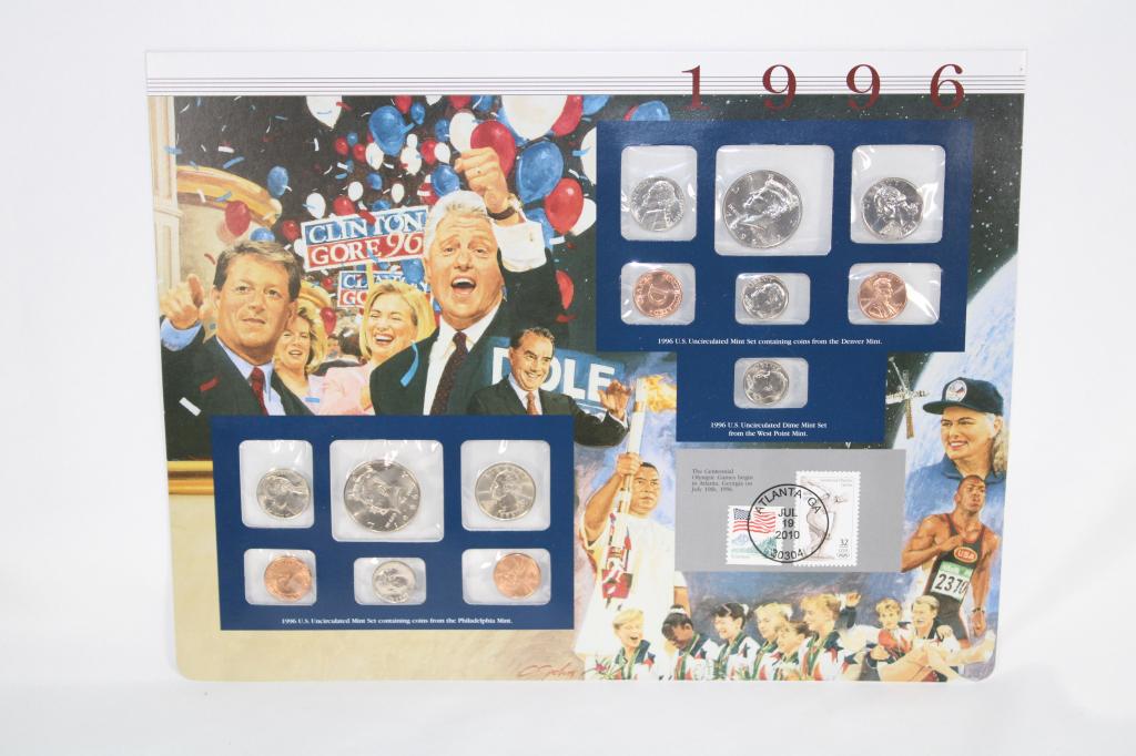 1996P/D/W Uncirculated Coin Mint Set, Historic Stamp, Postmark (1 of 2)