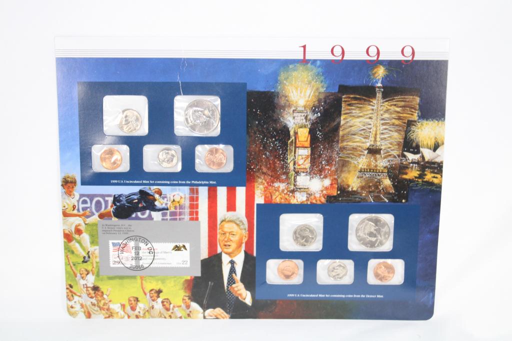 1999P/D Uncirculated Coin Mint Set, Historic Stamp, Postmark (1 of 2)