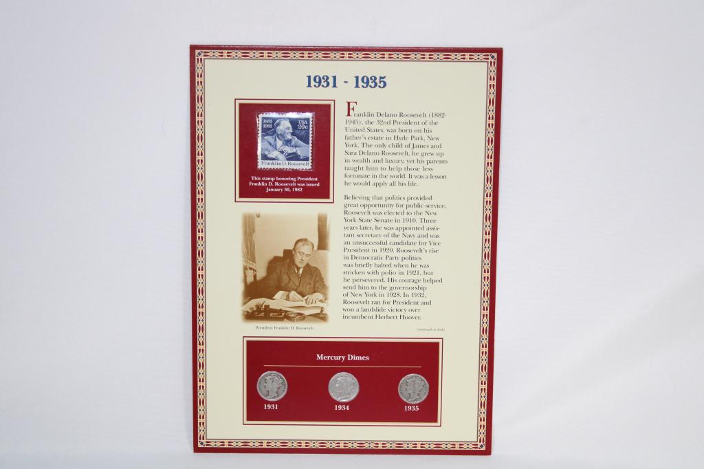 Mercury Dimes 1931-1935 with Stamp and History Sheet (1 of 4)
