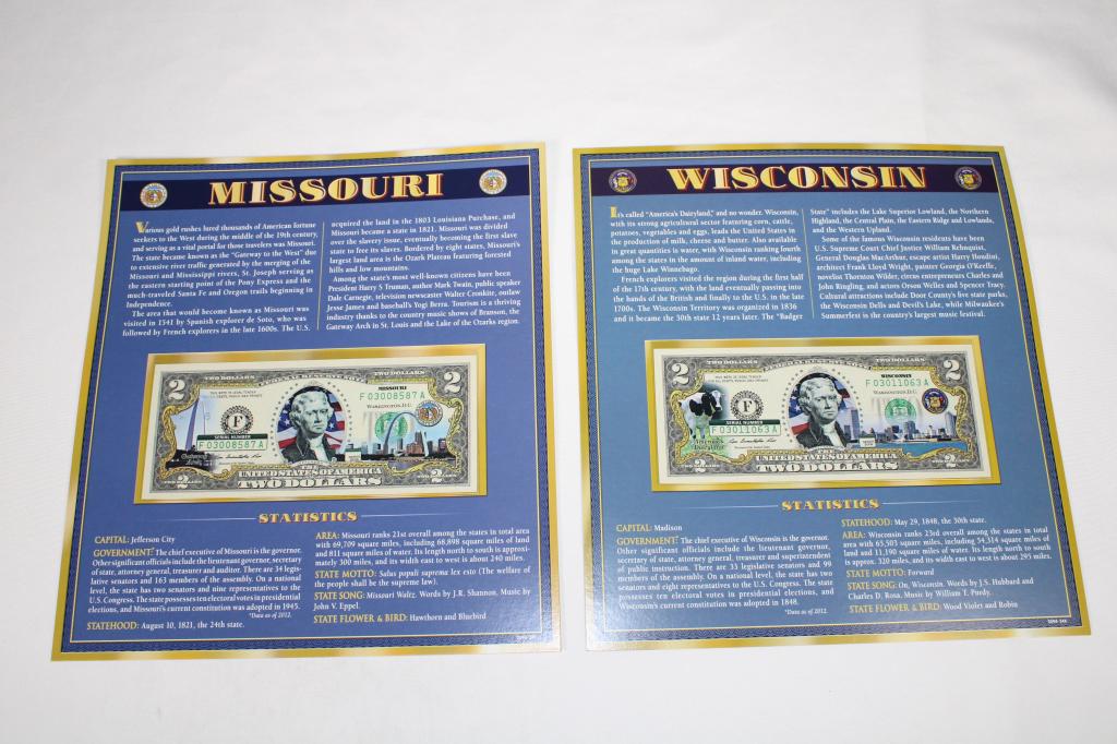 US Enhanced Pair $2 Dollar Bill - Missouri & Wisconsin (1 of 3)