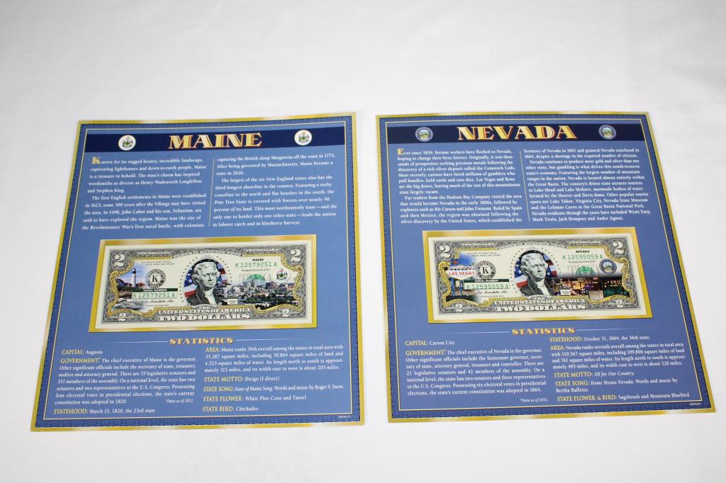 US Enhanced Pair $2 Dollar Bill - Maine & Nevada (1 of 3)