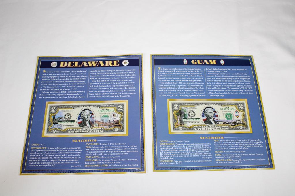 US Enhanced Pair $2 Dollar Bill - Delaware & Guam (1 of 3)