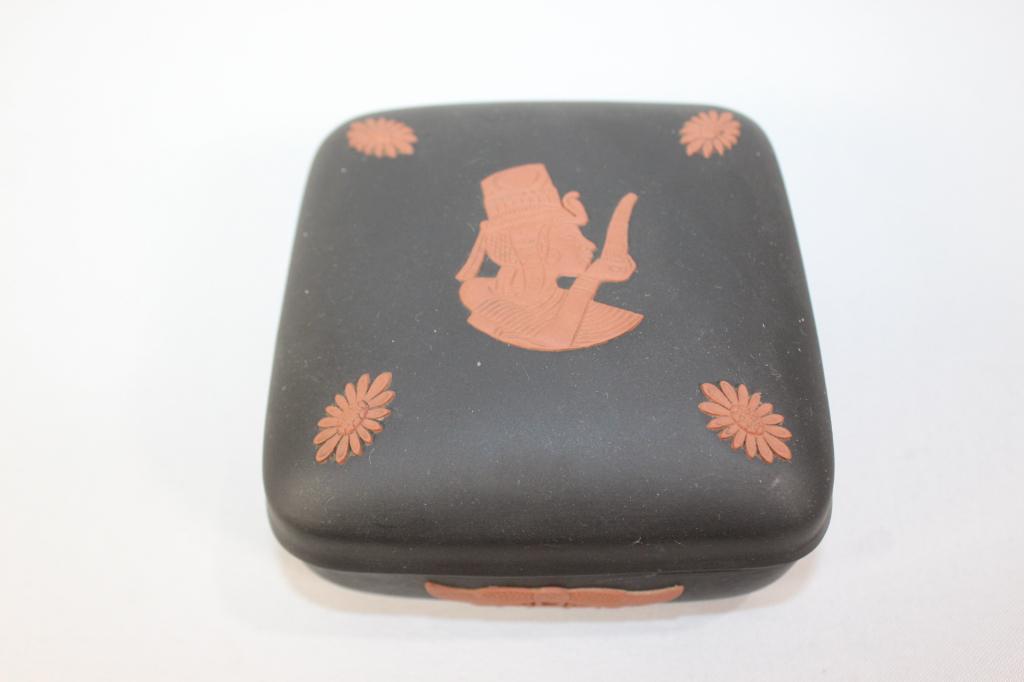 Wedgwood Terra Cotta Egyptian Jasperware: measures about 4 inches square by 1 1/2 inches