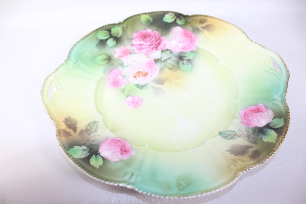 Antique RS Prussia Cake Plate with Roses (1 of 2)