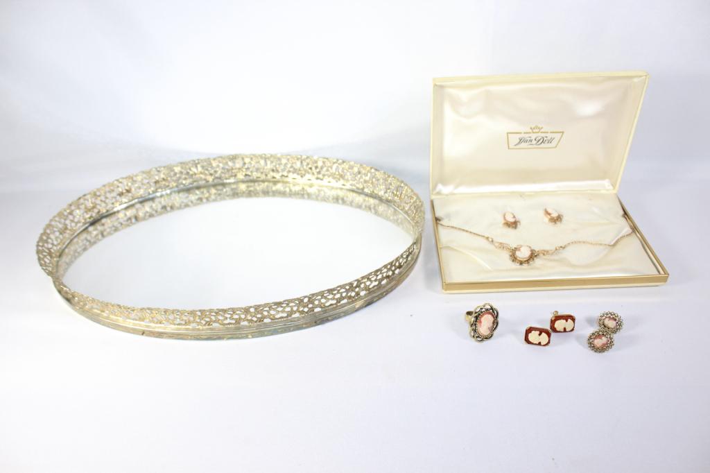 Mirror Dresser Tray - Van Dell Cameo Set, Coro etc (1 of 7)