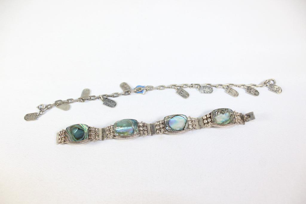 Pair of Sterling Silver Bracelets - one charm (1 of 7)