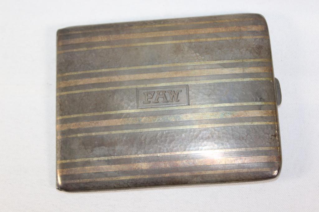 Sterling Silver & 14kt Inlay Cigarette Case (1 of 4)
