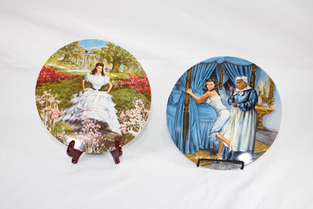 Gone with the Wind Plates - Pair: Includes: Mammy Lacing Scarlett and Scarlett; plate measures about 8 1/2 inches diameter; Gone with the Wind - Knowles Plates