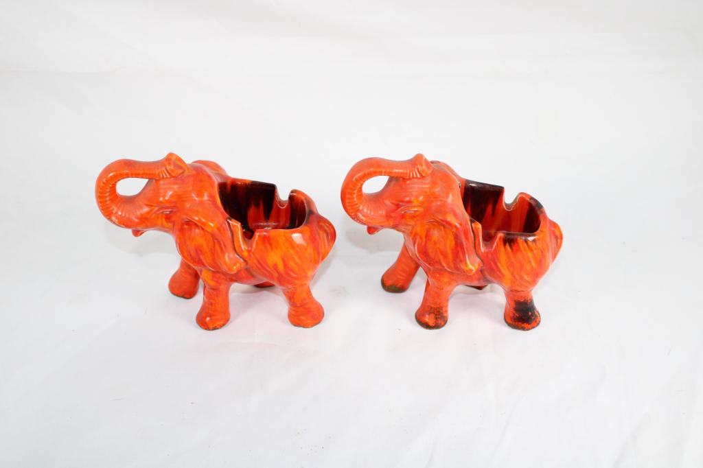 Pair of Ceramic Orange Drip Glaze Ashtrays (1 of 7)