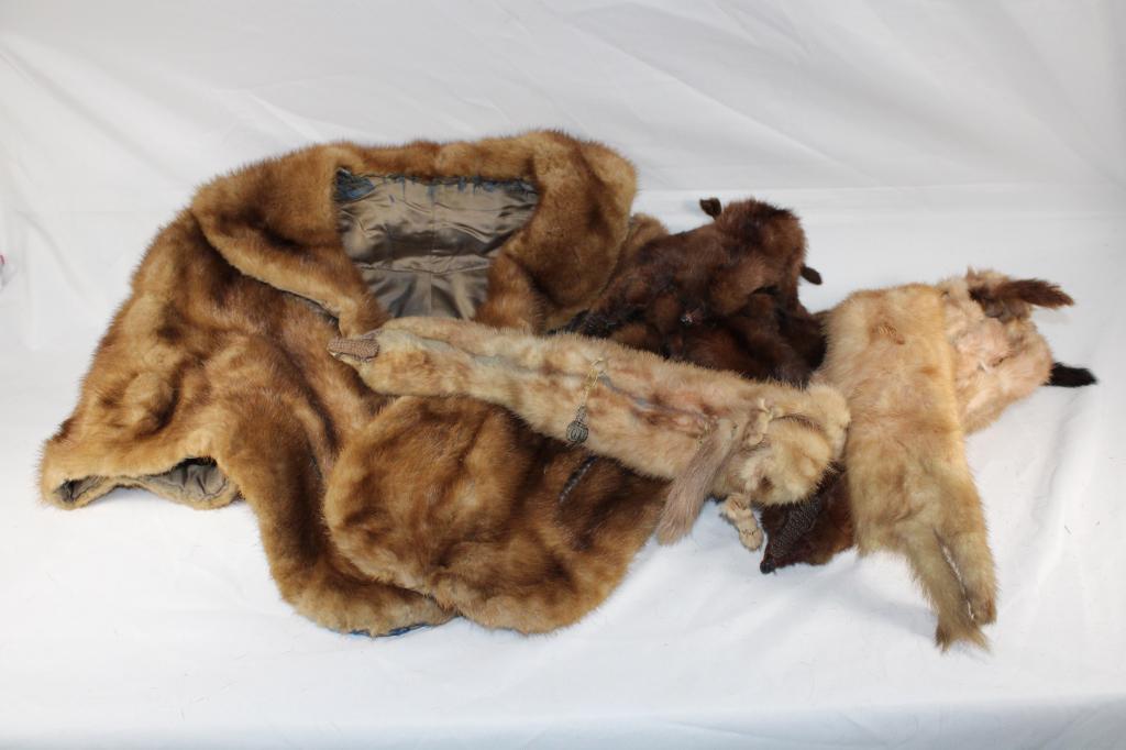 Trio of Vintage Furs- Shaw, etc.: Used condition. as pictured
