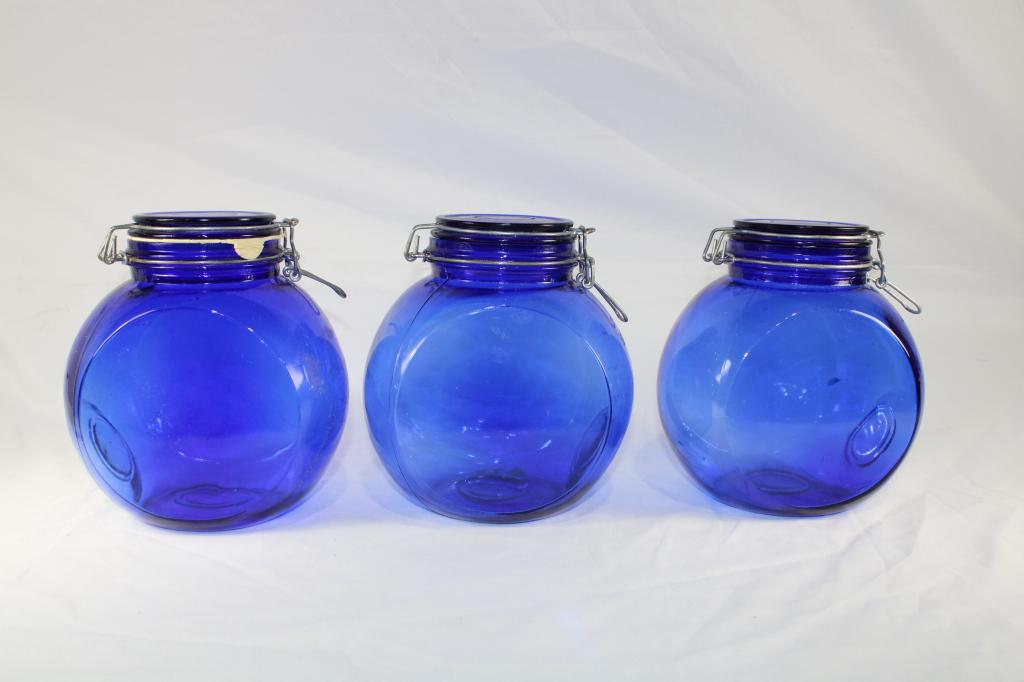 Trio of Cobalt Blue Canister Set (1 of 4)