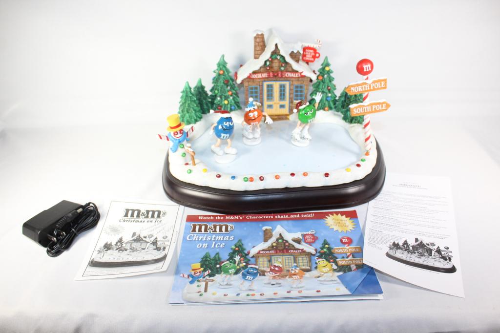 Danbury Mint Christmas on Ice M&M: missing M&Ms and the "ice" is warped; has plug