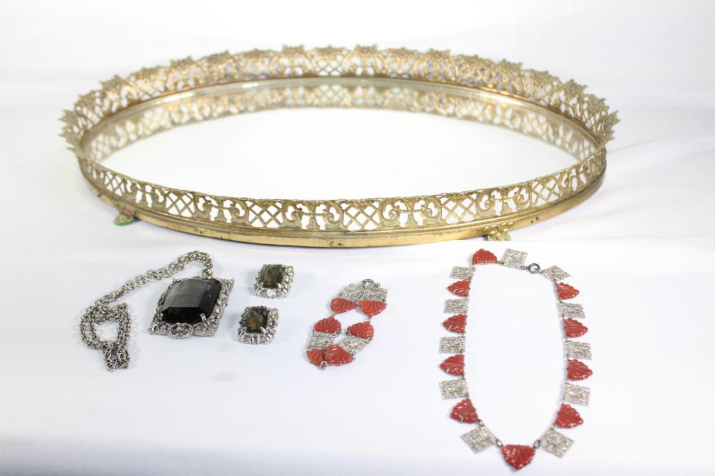 Mirror Tray with Jewelry Set - Sarah Coventry etc. (1 of 6)