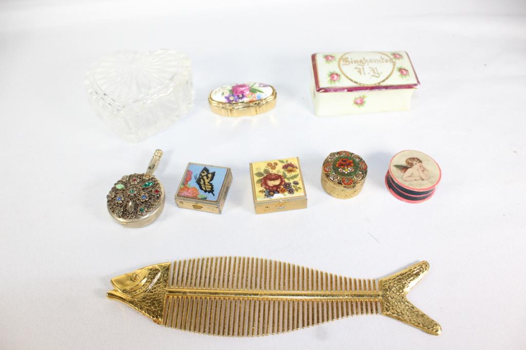 Lot of Trinket Boxes - Ceramic , Glass, Metal (1 of 6)