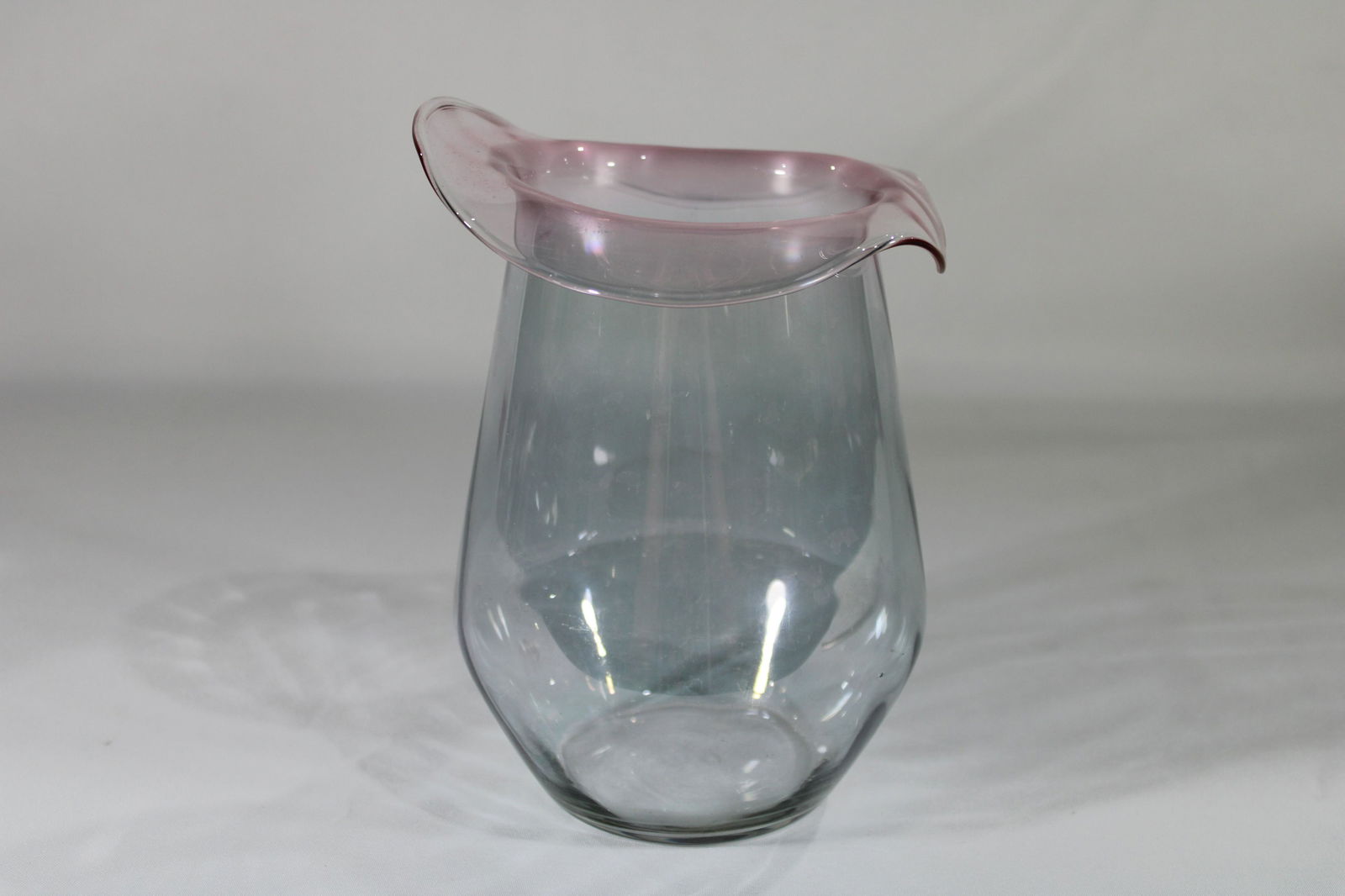 Plum Mulberry Glass Vase - Westmoreland: measures about 7 1/4 inches tall by 5 1/2 inches wide, no chips or cracks