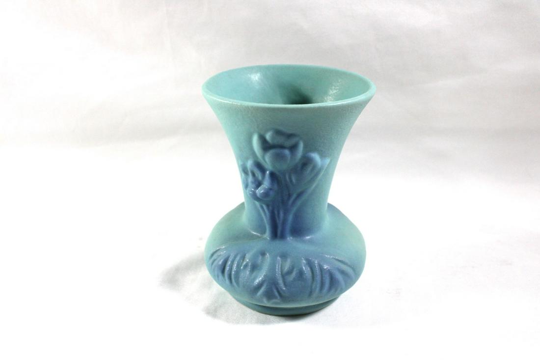 Van Briggle Turquoise Vase: Measures 5" tall. No chips or cracks.