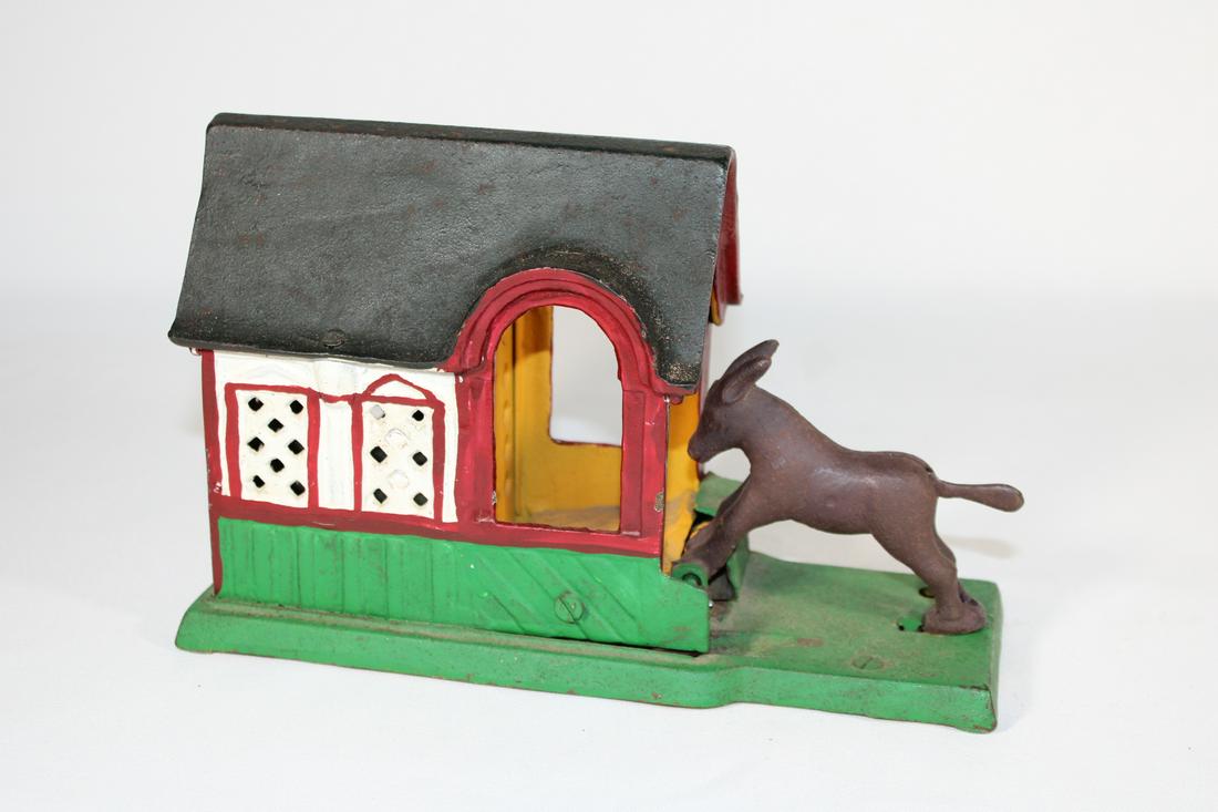 Cast Iron Jumping Donkey Mechanical Bank - Taiwan (1 of 4)