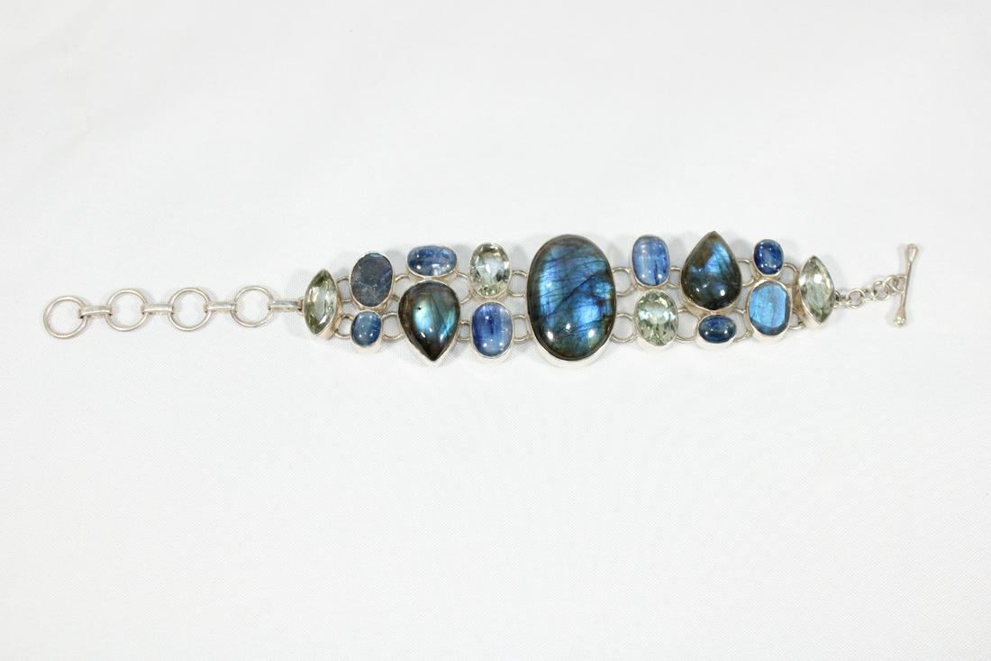 Labradorite Gemstone Sterling Silver Bracelet (1 of 6)